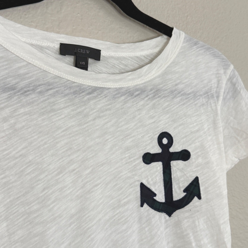 J Crew Womens XXS Plaid Anchor Cotton T Shirt Nautical Sailor Preppy Fisherman‎